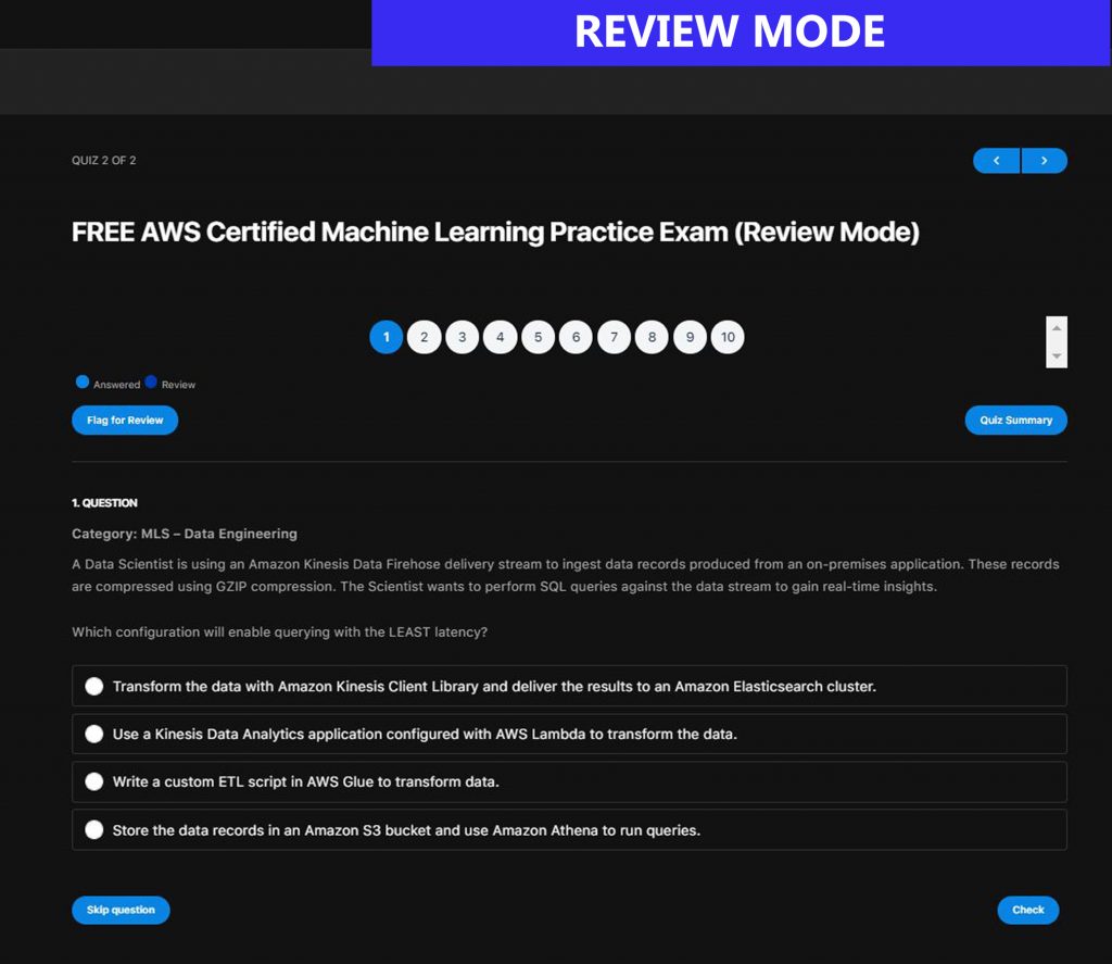 FREE AWS Certified Machine Learning Specialty Practice Exams – Sampler ...