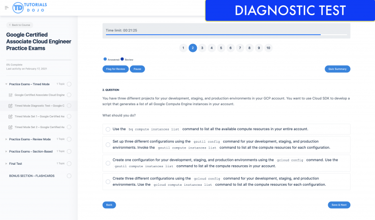 Google Certified Associate Cloud Engineer Practice Exams - Tutorials Dojo