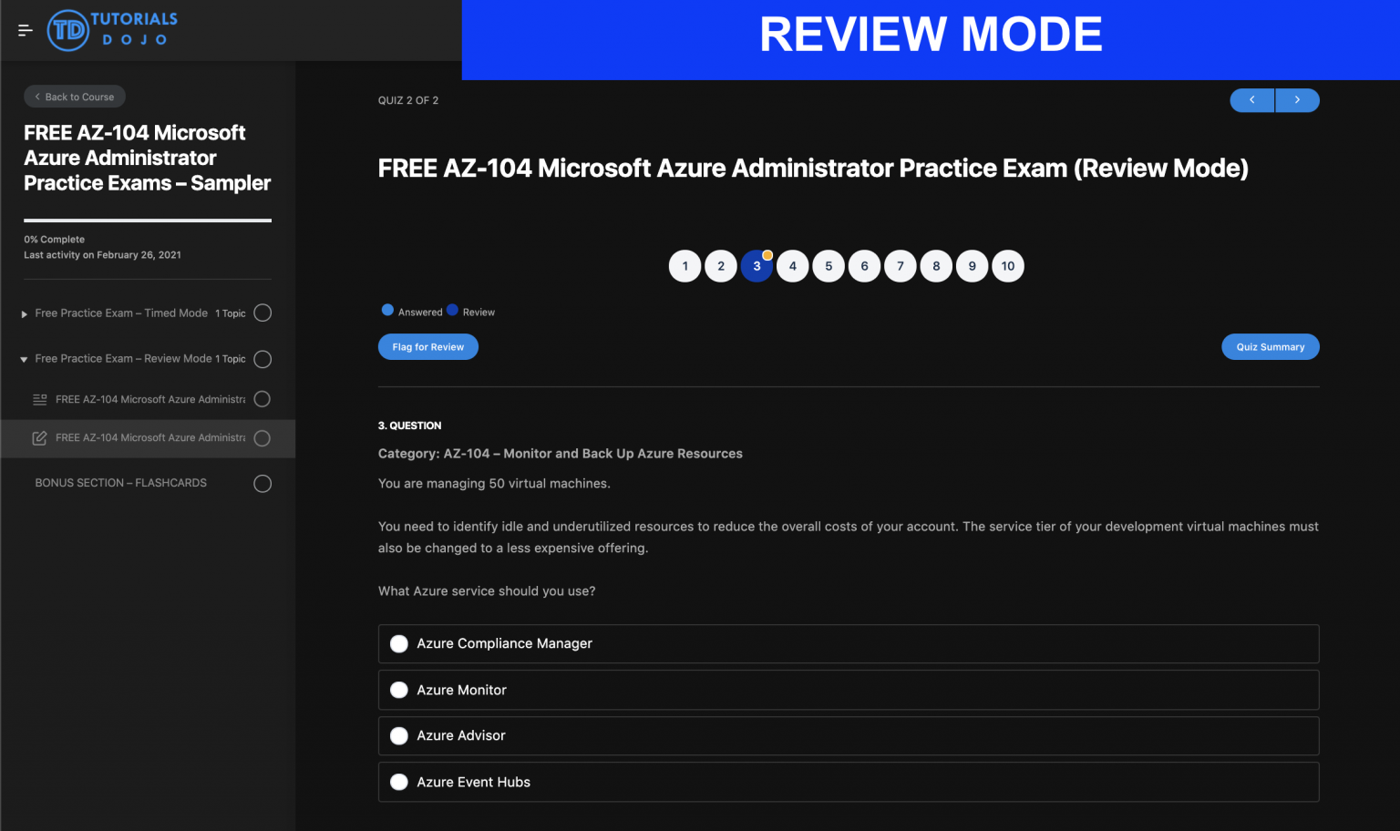 FREE AZ104 Microsoft Azure Administrator Practice Exams Sampler