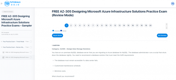 FREE AZ-305 Designing Microsoft Azure Infrastructure Solutions Practice Exam – Sampler