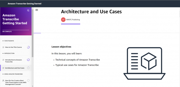 Amazon Transcribe Getting Started - Architecture