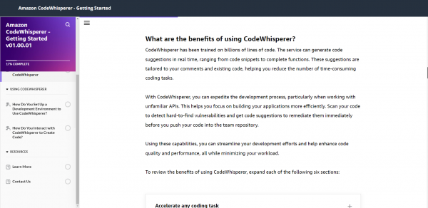 Amazon CodeWhisperer - Getting Started - Benefits