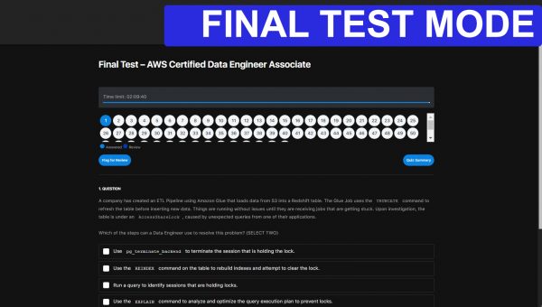 Tutorials Dojo DEA-C01 -final test mode