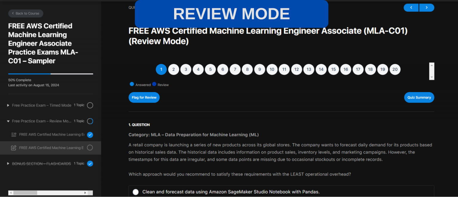 FREE AWS Certified Machine Learning Engineer Associate Practice Exam ...