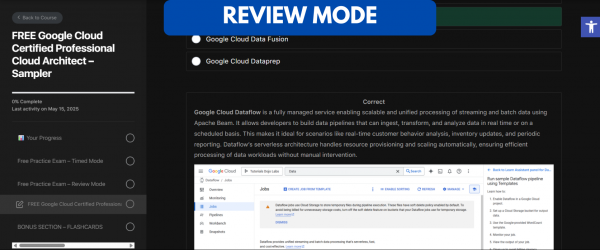 TD FREE Google Cloud Certified Professional Cloud Architect - Sampler - Review Mode