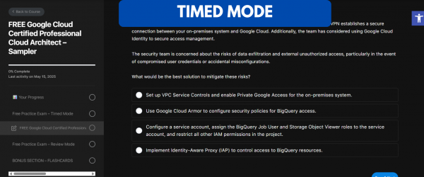 TD FREE Google Cloud Certified Professional Cloud Architect - Sampler - Timed Mode