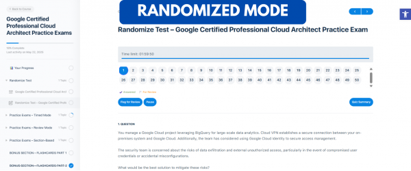 TD Google Certified Professional Cloud Architect Practice Exam - Randomized Mode