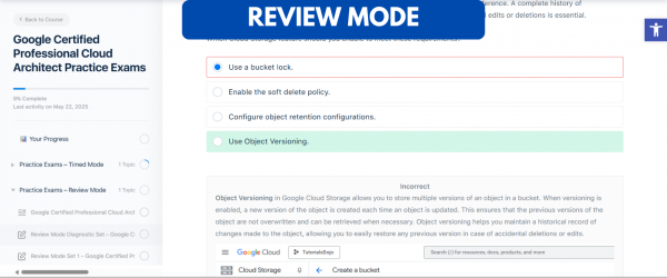TD Google Certified Professional Cloud Architect Practice Exams Review Mode