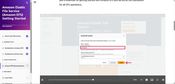 Amazon Elastic File Service (Amazon EFS) Getting Started - Creating EFS File System demonstration