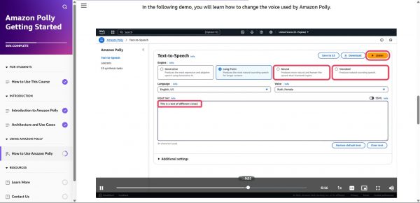 Amazon Polly Getting Started - Change voice demonstration