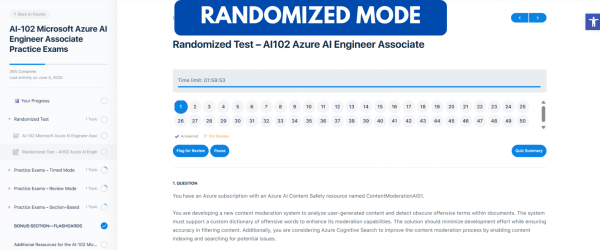 TD AI-102 Microsoft Azure AI Engineer Associate Practice Exam - Randomized Mode