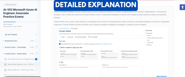 TD AI-102 Microsoft Azure AI Engineer Associate Practice Exams - Detailed Explanation