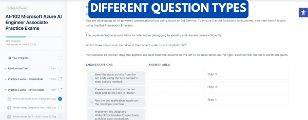 TD AI-102 Microsoft Azure AI Engineer Associate Practice Exams - Different Question Types
