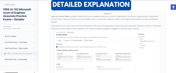 TD FREE AI-102 Microsoft Azure AI Engineer Associate Practice Exams – Sampler Detailed Explanation