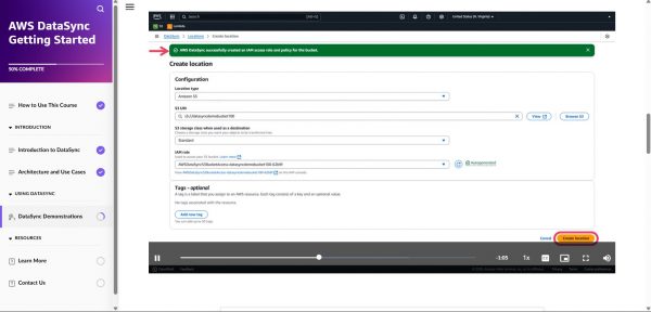 AWS DataSync Getting Started - Creating source and target location demonstration