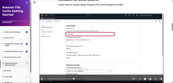 Amazon File Cache Getting Started - Create file cache demonstration