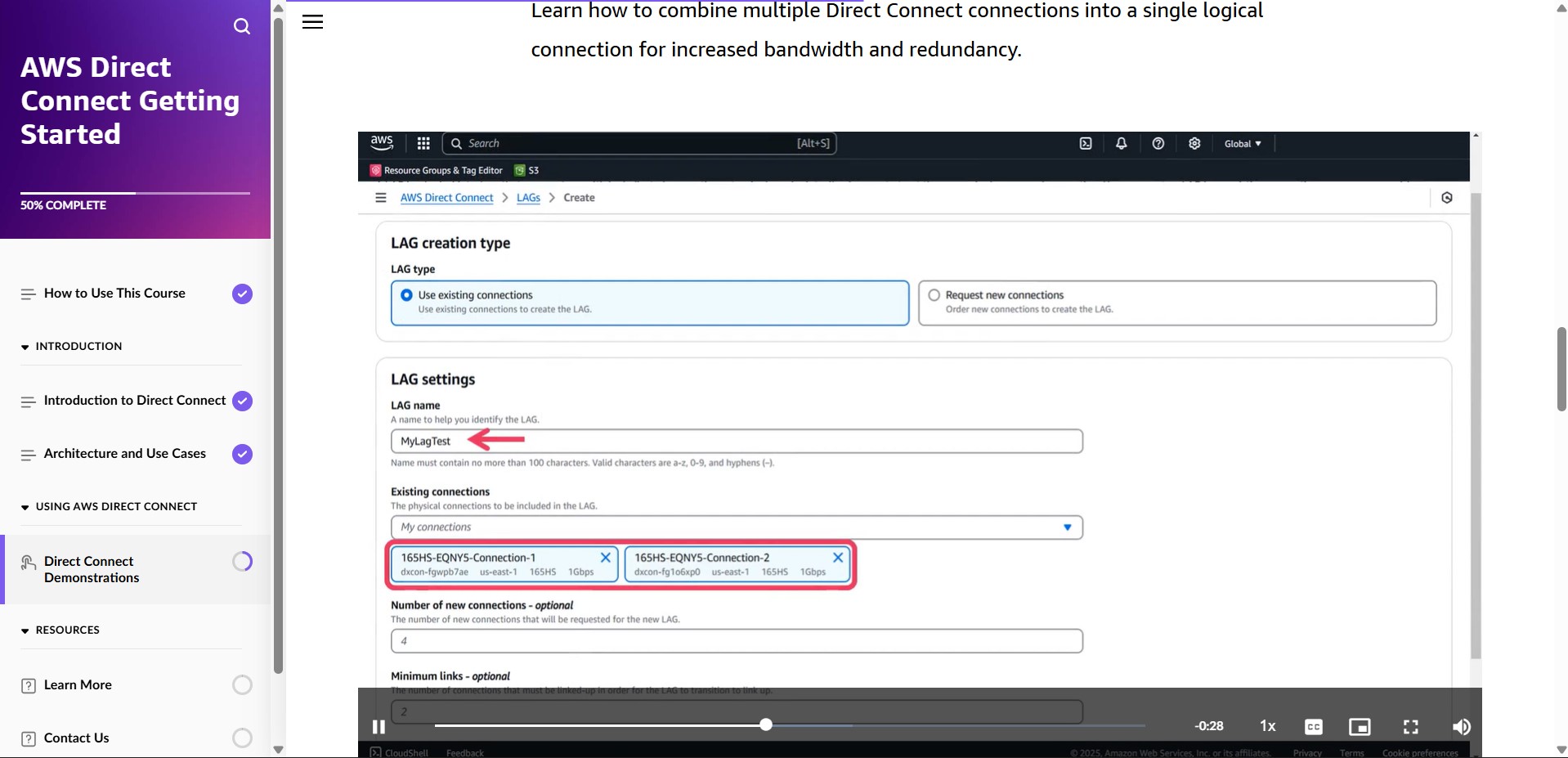 AWS Direct Connect Getting Started - Creating LAG demonstration AWS Direct Connect Getting Started - Creating LAG demonstration