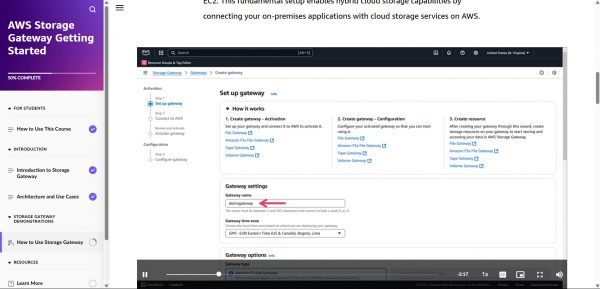 AWS Storage Gateway Getting Started - Create gateway demonstration