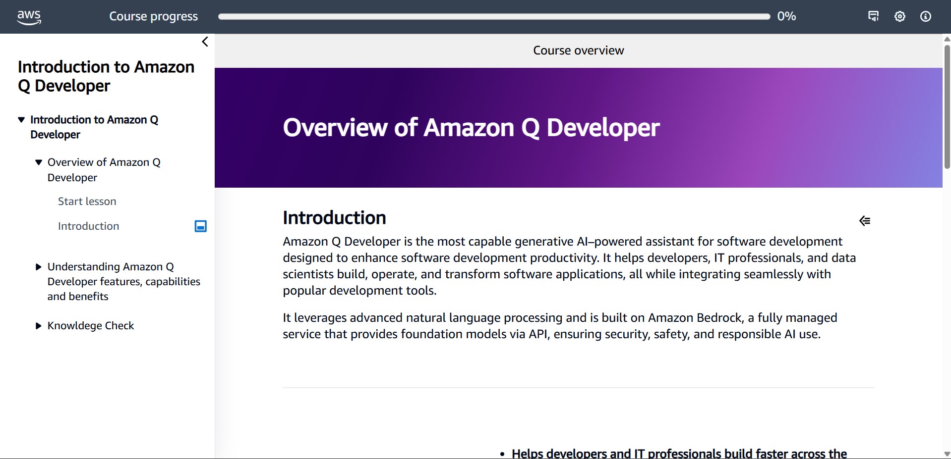 Introduction to Amazon Q Developer (Technical) - Introduction Introduction to Amazon Q Developer (Technical) - Introduction