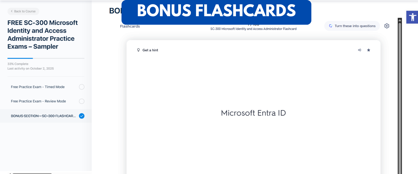 TD FREE SC-300 Microsoft Identity and Access Administrator Practice Exam Sampler- Bonus Flash Cards TD FREE SC-300 Microsoft Identity and Access Administrator Practice Exam Sampler- Bonus Flash Cards