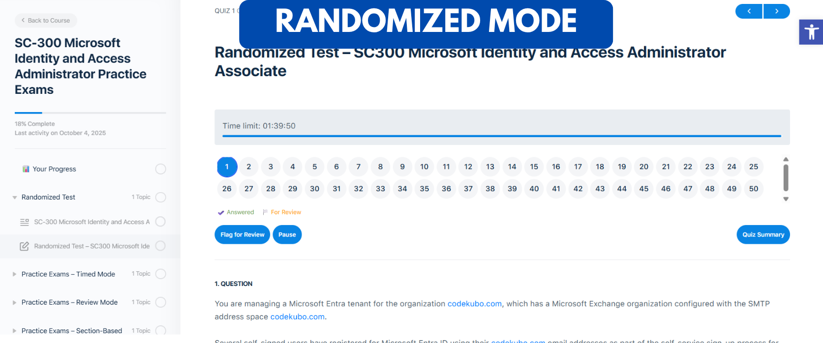 TD SC-300 Microsoft Identity and Access Administrator Practice Exam - Randomized Mode TD SC-300 Microsoft Identity and Access Administrator Practice Exam - Randomized Mode