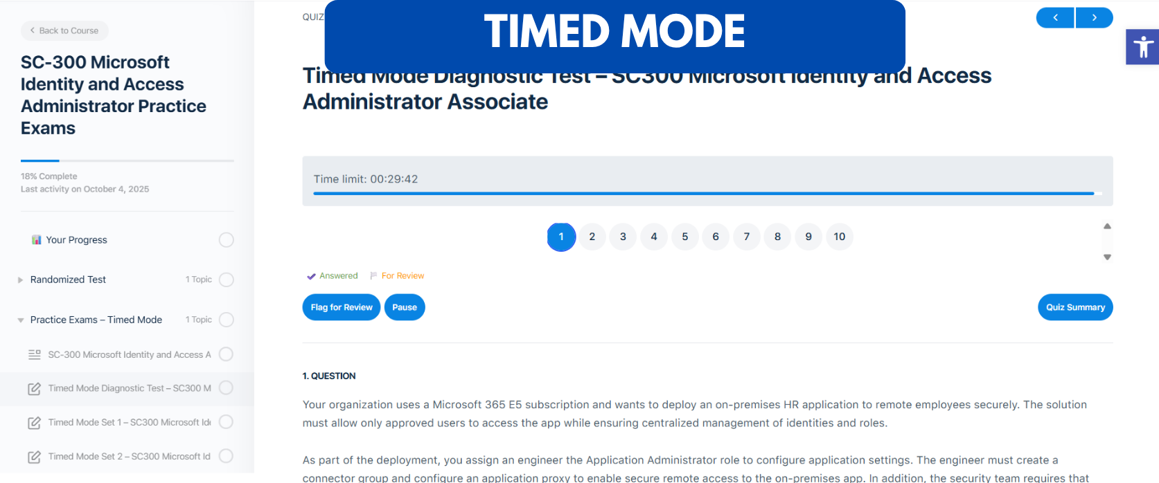 TD SC-300 Microsoft Identity and Access Administrator Practice Exam - Timed Mode TD SC-300 Microsoft Identity and Access Administrator Practice Exam - Timed Mode