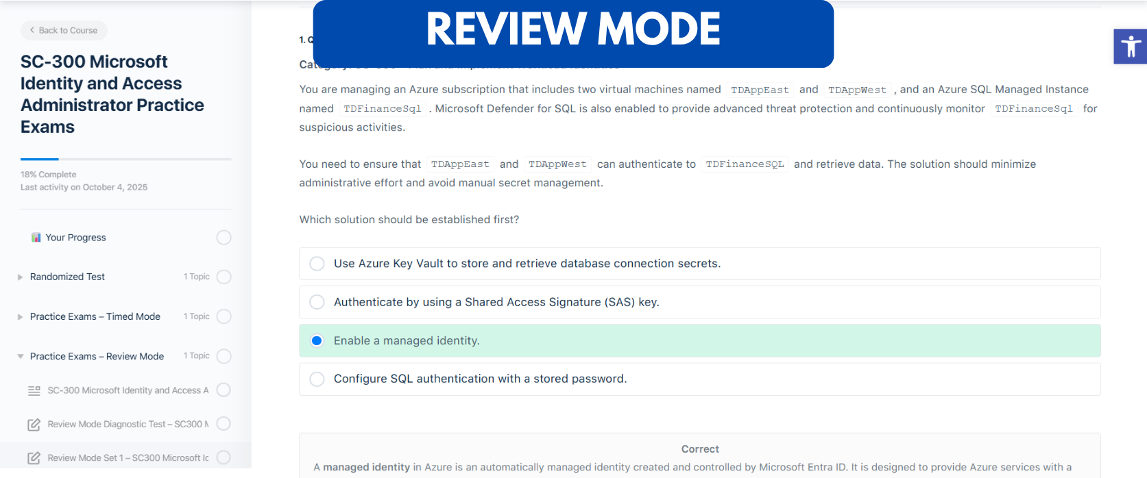 TD SC-300 Microsoft Identity and Access Administrator Practice Exams - Review Mode TD SC-300 Microsoft Identity and Access Administrator Practice Exams - Review Mode