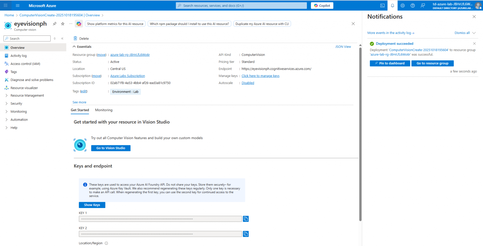 Guided Lab: How to Create an Azure AI Vision - Tutorials Dojo