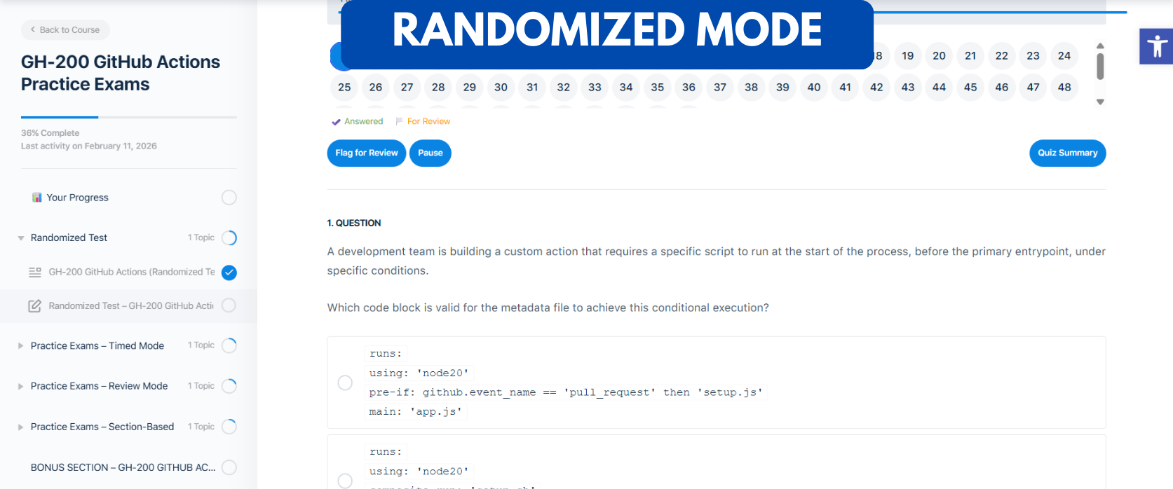 TD GH-200 GitHub Actions Practice Exams - Randomized Mode TD GH-200 GitHub Actions Practice Exams - Randomized Mode