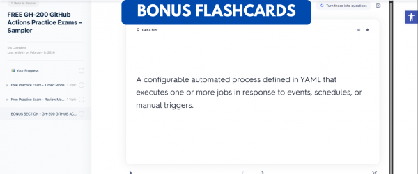FREE GH-200 GitHub Actions Practice Exams – Sampler - Tutorials Dojo