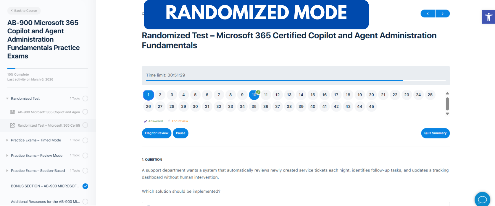TD AB-900 Practice Exams - Randomized Mode TD AB-900 Practice Exams - Randomized Mode
