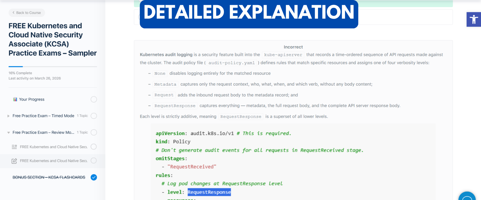 TD FREE Kubernetes and Cloud Native Security Associate KCSA - Detailed Explanation TD FREE Kubernetes and Cloud Native Security Associate KCSA - Detailed Explanation
