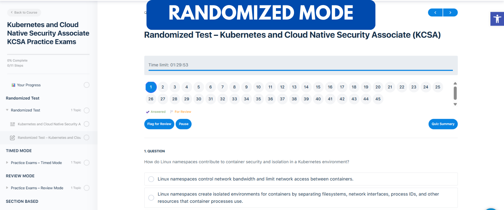 TD Kubernetes and Cloud Native Security Associate KCSA Practice Exams - Randomized Mode TD Kubernetes and Cloud Native Security Associate KCSA Practice Exams - Randomized Mode