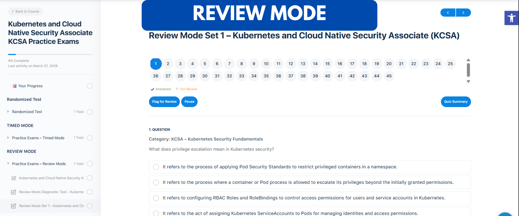 TD Kubernetes and Cloud Native Security Associate KCSA Practice Exams - Review Mode TD Kubernetes and Cloud Native Security Associate KCSA Practice Exams - Review Mode