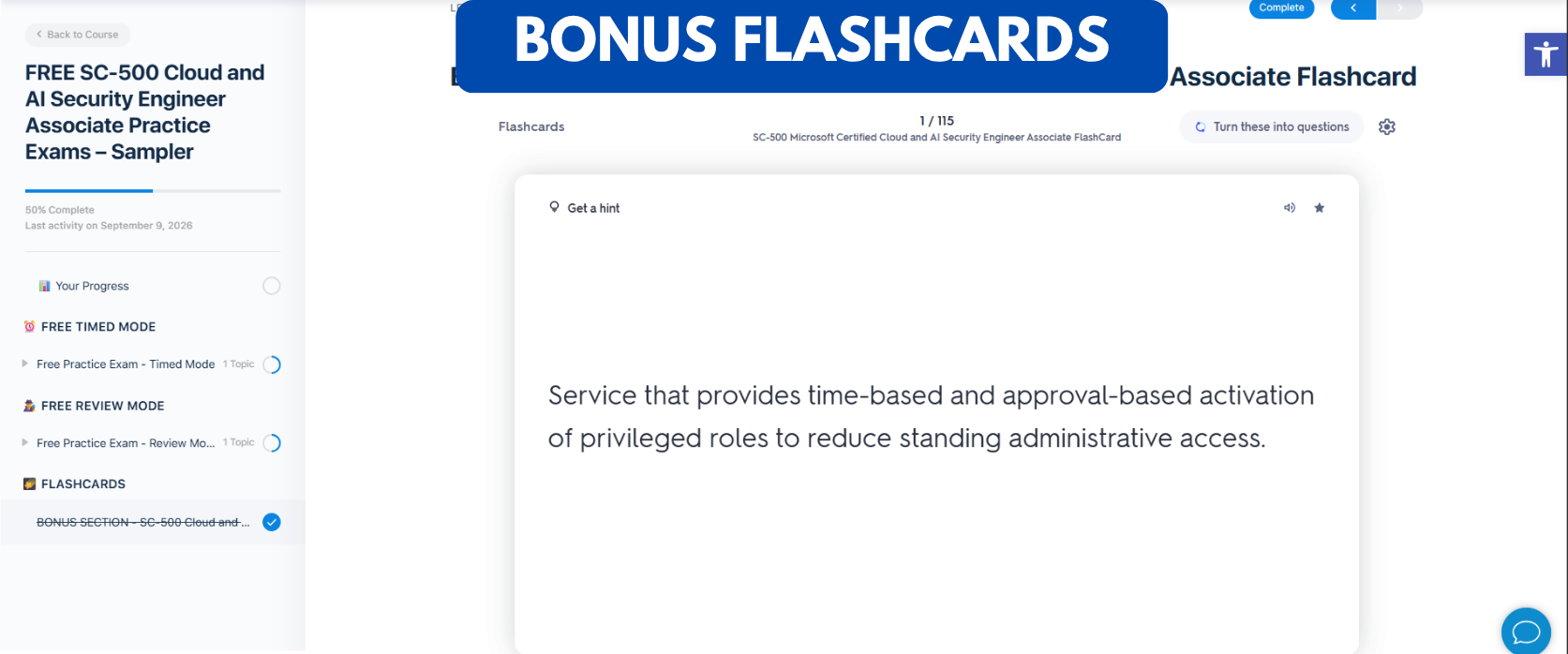 TD SC-500 Cloud and AI Security Engineer Associate Practice Exam Sampler - Bonus Flash Cards TD SC-500 Cloud and AI Security Engineer Associate Practice Exam Sampler - Bonus Flash Cards