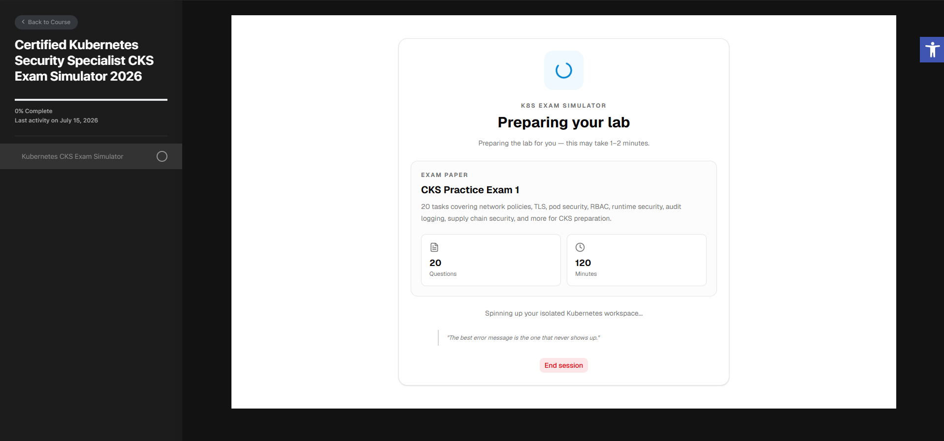 Certified Kubernetes Security Specialist - CKS-Exam Simulator-17JUL2026-2