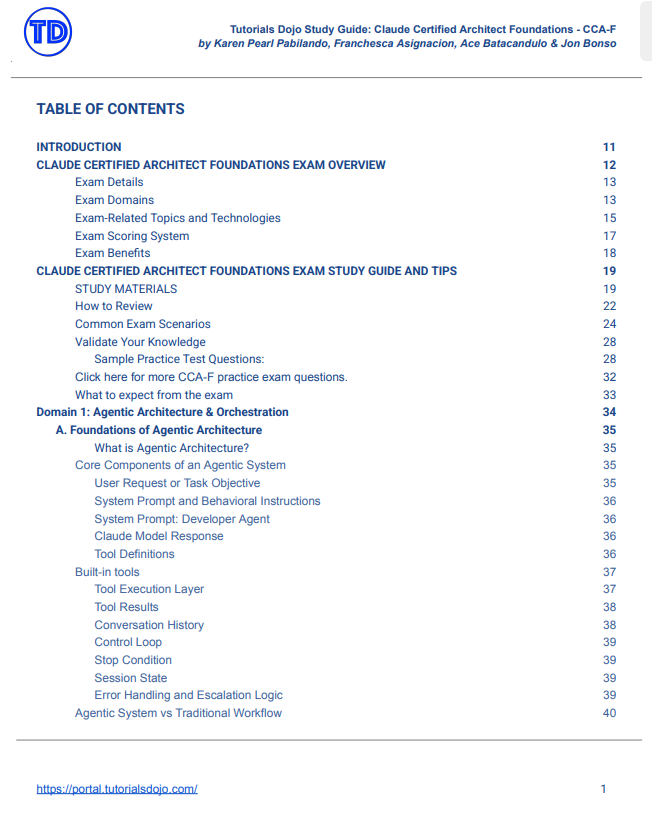 Tutorials Dojo Study Guide and Cheat Sheets - Claude Certified Architect Foundations - CCA-F image 1