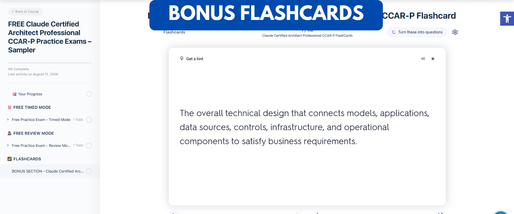 TD FREE Claude Certified Architect Professional CCAR-P Practice Exam Sampler - Bonus Flash Cards TD FREE Claude Certified Architect Professional CCAR-P Practice Exam Sampler - Bonus Flash Cards