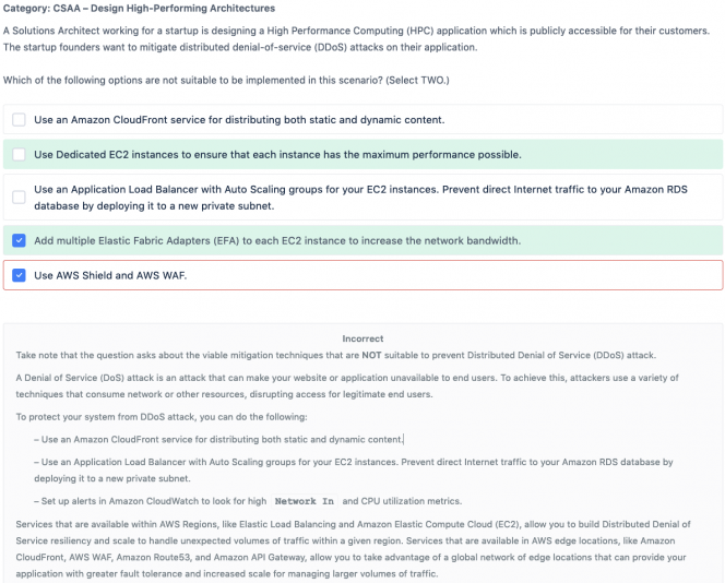 Wrong answer marked as correct - AWS Certified Solutions Architect 